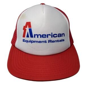 Sportcap Red White American Equipment Rentals Trucker Hat Snapback Mesh Foam OS